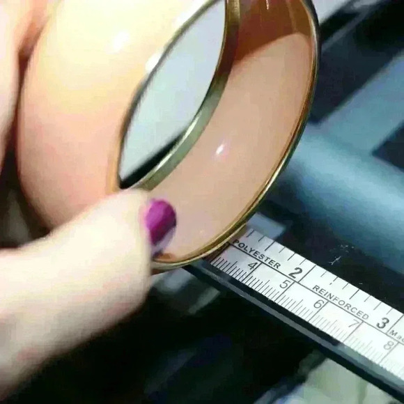 Just Peachy-3" Diameter Peach Domed Bracelet and Acrylic Bead Necklace62" - Picture 5 of 5